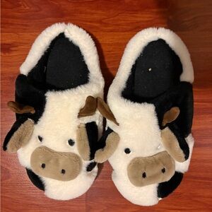 Cow Print Fuzzy Slippers